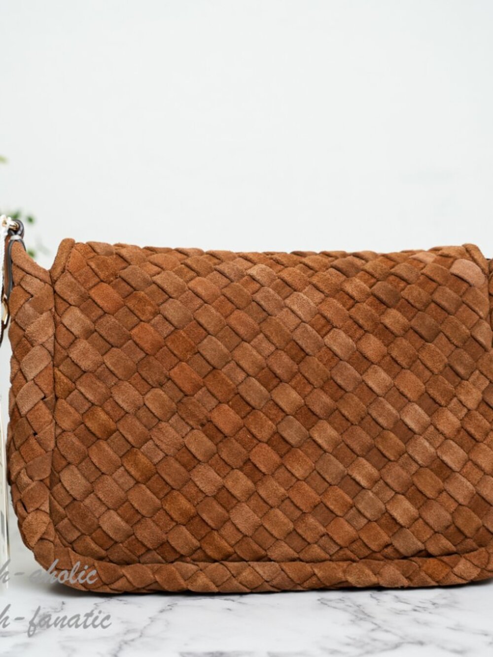 Tory Burch Thea Woven Suede Flap Crossbody in Chicroy Brown NWT - Picture 5 of 11